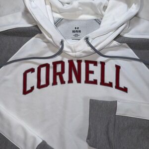 Under Armour Cornell University Hoodie White Grey Colorblock Womens Large LG